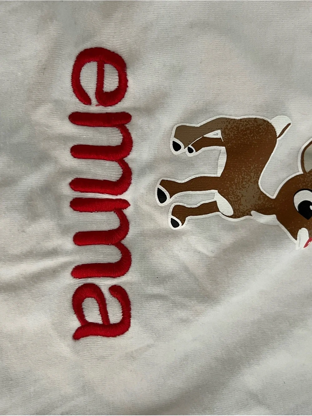 Sara's Prints White & Red Reindeer Personalized Kids Pajama Set